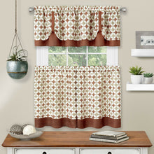 Kate Aurora Modern Geo 3 Pc Kitchen Curtain Tier & Valance Set - 56 in. W x 24 in. L, Spice