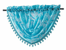 Kate Aurora Custom Scroll Sheer Voile Waterfall Window Curtain Valances - 57 in. W x 37 in. L, Turquoise