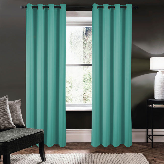 Kate Aurora 1 Piece Teal Room Darkening Grommet Top Window Curtain Panel - 45 in. Long