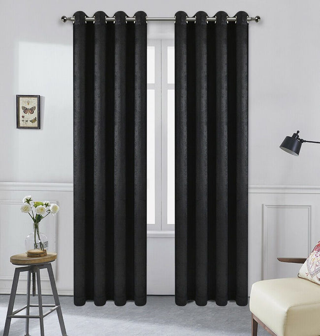 Kate Aurora Hotel Chic 2 Pack Light Filtering Grommet Top Window Curtains - 52 in. W x 84 in. L, Black