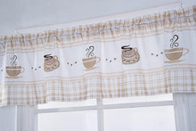 GoodGram Plaid Coffee Time 3 Pc Cafe Kitchen Curtain Tier & Valance Set - 56 in. W x 36 in. L, Beige