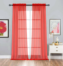 Kate Aurora Living Designer Sheer Voile Rod Pocket Curtains For Small Windows - 52 in. W x 45 in. L, Red