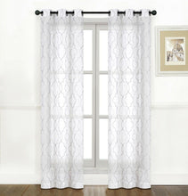 Kate Aurora Living Metallic 2 Pack Bryson Matte Sheer Embroidered Grommet Top Curtain Panels - Gray