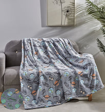GoodGram Space Adventures Rocket Ships  & Planets Glow In The Dark Ultra Soft & Plush Fleece Accent Throw Blanket - 50 In. X 
