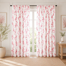 Kate Aurora 1 Piece Printed Cherry Blossom Rod Pocket Window Curtain Panel - Cherry