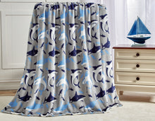 Kate Aurora Juvi Blue & Gray Baby Shark Ultra Plush Fleece Accent Throw Blanket - 50 in. W x 60 in. L