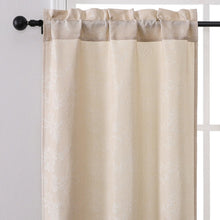 Kate Aurora 3 Piece Rod Pocket Orly Jacquard Floral Kitchen Curtain Tier & Valance Set - Beige