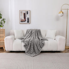 Kate Aurora Modern Lux Ultra Soft & Plush Ribbed Accent Throw Blanket - 50 in. W x 60 in. L - Silver