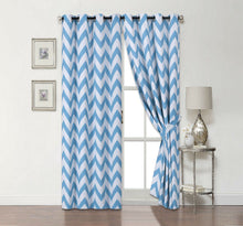 Kate Aurora 2 Pack Room Darkening Juvi Chevron Grommet Top Window Curtains With Tiebacks - 50 in. W x 63 in. L, Aqua