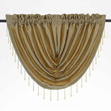 Kate Aurora 6 Piece Maison Estate Collection Semi Sheer Window Curtains & Beaded Valance Set - Royal Gold