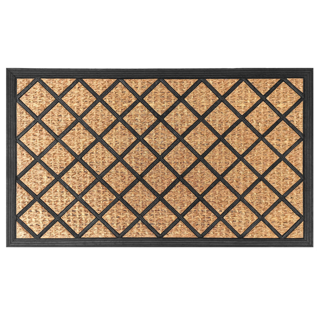 Kate Aurora Lenox Hill Lattice Coir Bristled Outdoor All Season Welcome Mat With Rubber Trim - 18"x30"