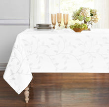 Kate Aurora Living Madison Floral Embroidered Fabric Tablecloth - 54 in. x 102 in. (8-10 Chair), White