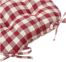 Kate Aurora Country Living Gingham Plaid Checkered Country Farmhouse Chair Cushion Pads - 1 Piece, Country Burgundy