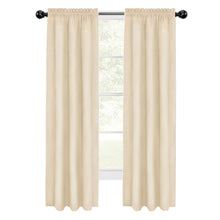 Kate Aurora 2 Piece Hamptons Coastal Living Textured Semi Sheer Rod Pocket Curtain Panels - 84 in. Long - Tan