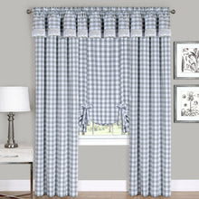 GoodGram Complete 6 Piece Country Chic Plaid Window Curtain Treatment Set - 58 in. W x 84 in. L, Gray