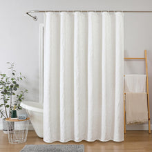Kate Aurora Robyn Leaf Raised Jacquard Lux Fabric Shower Curtain - 72" x 72" - White