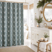 Kate Aurora Tis The Season Winter Christmas Trees & Snowflakes Green Fabric Shower Curtain - Standard Size