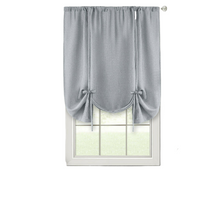 Kate Aurora Shabby Linen Farmhouse Sheer Flax Curtain Tie Up Single Window Curtain Shade - 42 in. W x 63 in. L, Gray