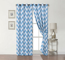 Kate Aurora 2 Pack Room Darkening Juvi Chevron Grommet Top Window Curtains With Tiebacks - 50 in. W x 84 in. L, Aqua