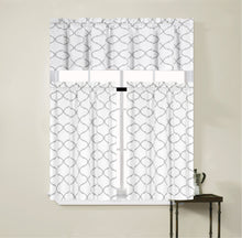 Kate Aurora Living Shabby Trellis 3 Piece Café Kitchen Curtain Tier And Valance Set - 56 in. W x 36 in. L, Gray