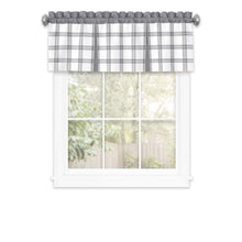 Kate Aurora Windowpane Plaid Country Farmhouse Rod Pocket Window Valance - Gray