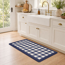 Kate Aurora Navy & White Buffalo Plaid Memory Foam Anti-Fatigue Kitchen Floor Mat 30 In. W X 18 In. L