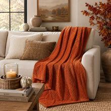Kate Aurora Ultra Soft & Plush Herringbone Fleece Throw Blanket Covers - Pumpkin Spice