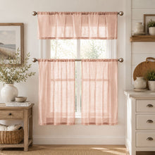 Kate Aurora Brandi Complete 3 Piece Rod Pocket Sheer Cafe Kitchen Curtain Tier & Valance Set - Blush