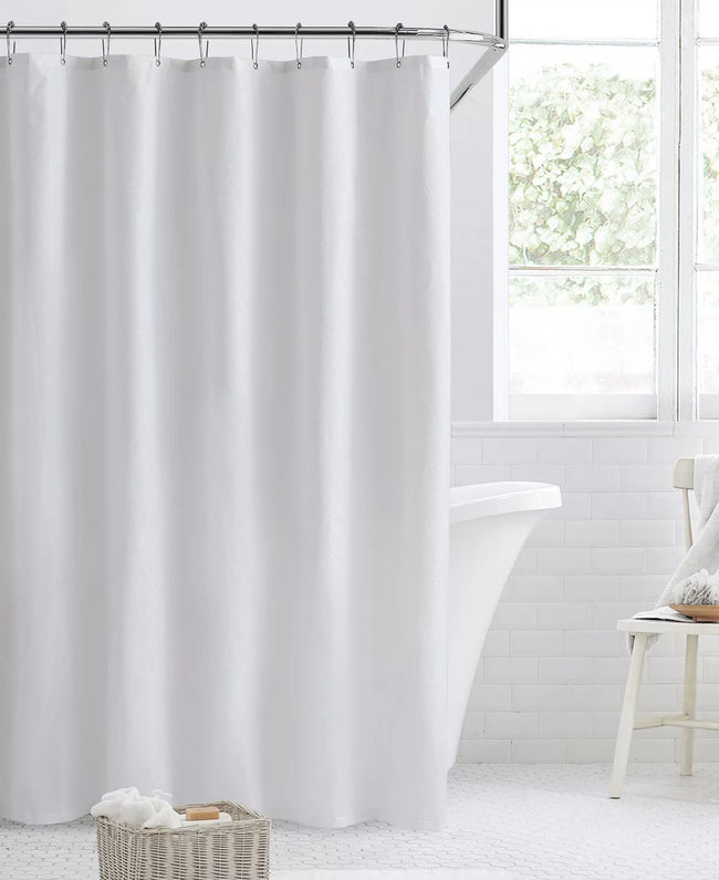 GoodGram Basics Waterproof White Fabric Shower Curtain Liner With Rust Proof Metal Grommets - Standard Size