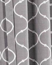 Kate Aurora Gray & White Lattice Clover Ultra Luxurious Single Tie Up Window Curtain Shade - 42 in. W x 63 in. L