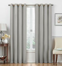 Kate Aurora Basic Jacquard 2 Piece Blackout Grommet Top Hotel Window Curtains - 52 in. W x 84 in. L, Gray