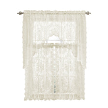 Kate Aurora Shabby Living Lena Floral Lace Complete Kitchen Curtain Tier & Swag Set - 58 in. W x 36 in. L, Beige