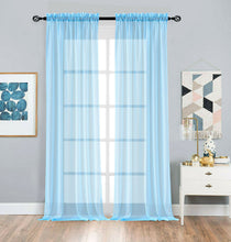 Kate Aurora Living Designer Sheer Voile Rod Pocket Curtains For Small Windows - 52 in. W x 45 in. L, Baby Blue