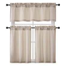 Kate Aurora 3 Piece Rod Pocket Orly Jacquard Floral Kitchen Curtain Tier & Valance Set - Beige