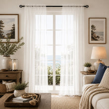 Kate Aurora 3 Piece Country Farmhouse Black And White Buffalo Plaid Sheer Curtains & Valance Set - 63 in. Long