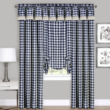 GoodGram Complete 6 Piece Country Chic Plaid Window Curtain Treatment Set - 58 in. W x 84 in. L, Navy