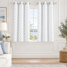 Kate Aurora 2 Pack Cotton Blend Shabby Metallic Quatrefoil Lattice Ultra Luxurious Grommet Top Window Curtain Panels - 38 in.