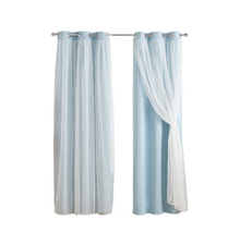 Kate Aurora Basic Elegance 2 Pack Double Layered Hotel Chic Sheer Light Defusing Curtains - 38 in. W x 63 in. L, Blue