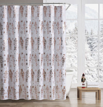 Kate Aurora Tis The Season Dusty Rose Metallic Christmas Toy Soldiers & Nutcrackers Fabric Shower Curtain - Standard Size