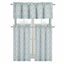 GoodGram Luxurious Turquoise Geometric Shabby 3 Piece Kitchen Curtain Tier & Valance Set