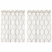 Kate Aurora Set of 2 Linen Colored Trellis Rod Pocket Kitchen Curtain Tiers - 36 in. Long