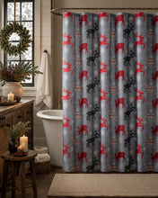 Kate Aurora Plaid Christmas Woodland Reindeer & Snowflakes Fabric Shower Curtain - Standard Size