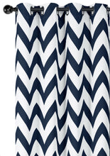 GoodGram 2 Pack: Hotel Thermal Grommet 100% Blackout Curtains - 52 in. W x 95 in. L, Chevron Navy