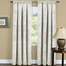 Kate Aurora 5 Piece Damask Thermal Blackout Rod Pocket Window Curtains & Valances Set - 52 in. W x 63 in. L, Ivory