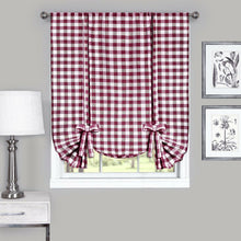 GoodGram Buffalo Check Gingham Custom Window Curtain Treatments - Single Tie-Up 42 in. W x 63 in. L, Burgundy