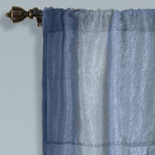 GoodGram Ombre Crushed Satin Sheer Single Window Curtains & Valances - 50 in. W x 63 in. L Single Tie Up Shade, Blue