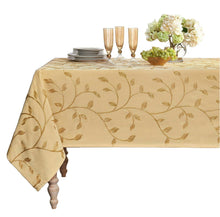 Kate Aurora Living Madison Floral Embroidered Fabric Tablecloth - 54 in. x 102 in. (8-10 Chair), Gold