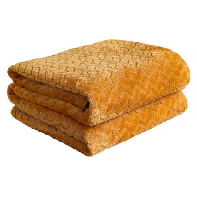 Kate Aurora Herringbone Shag Ultra Soft & Plush Accent Throw Blanket - 50 in. W x 60 in. L - Gold/Rust