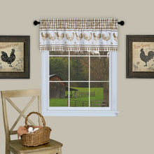 Kate Aurora Lightweight Plaid Country Farmhouse Rooster Window Rod Pocket Curtain Valance - Taupe