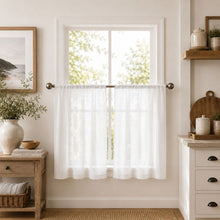 Kate Aurora Brandi Complete 3 Piece Rod Pocket Sheer Cafe Kitchen Curtain Tier & Valance Set - White